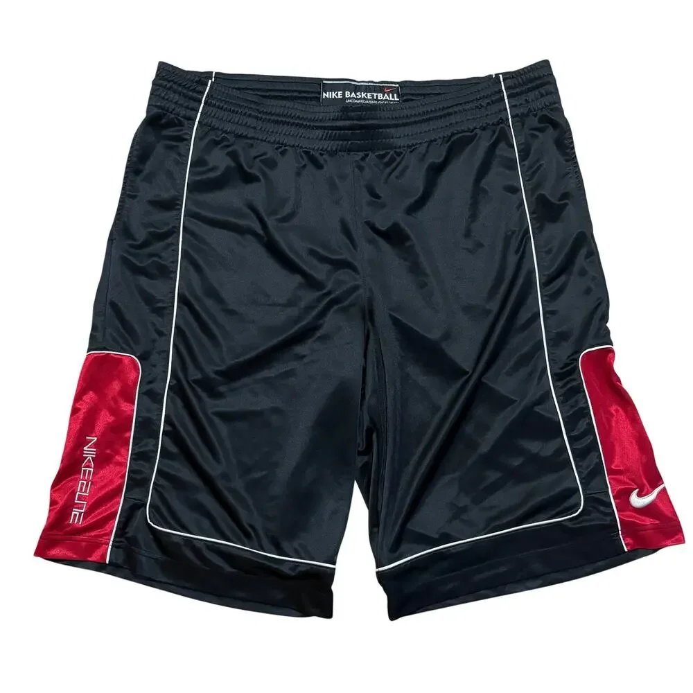 Nike Elite Shiny Dazzle Baggy Basketball Shorts Black Red Y2K Men’s XL Gray Tag
